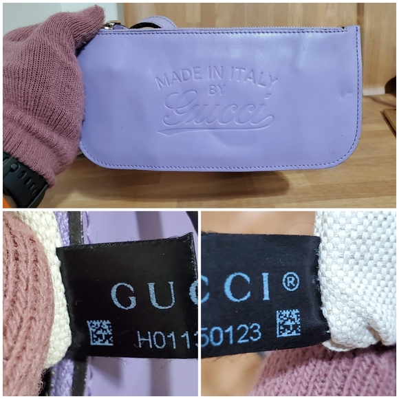 GUCCI Beige/Purple GG Canvas Small Craft Tote Bag - Picture 7 of 10